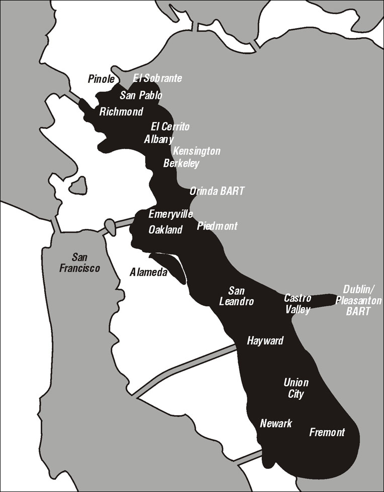 East Bay Paratransit area map
